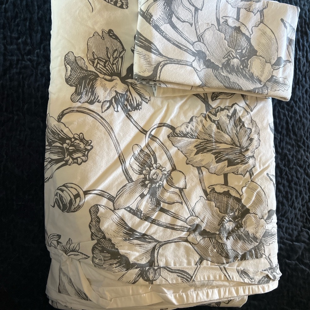 Pottery Barn King Duvet Cover Set Botanical Cotton w/ 2 Shams